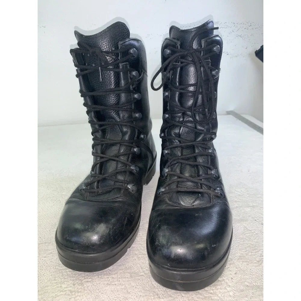 Vintage German Army Combat Boots Model 2000 Black Leather Mil-Surp Size 12